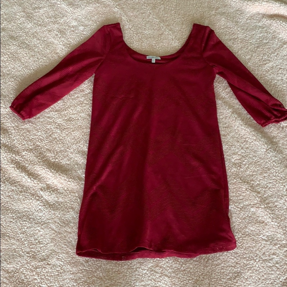 Maroon Mid-Sleeve Dress